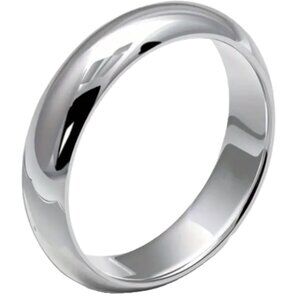 4MM Width Domed Silver 18k Gold Plated Stainless Steel Wedding Band - Unisex